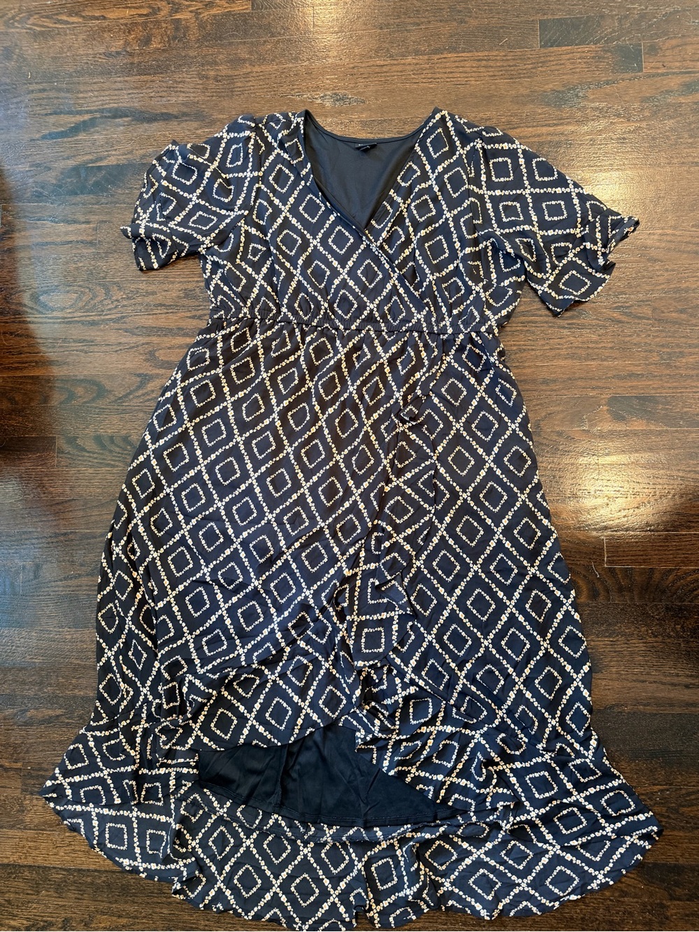 torrid Black & White Geometric Wrap High-Low Dress